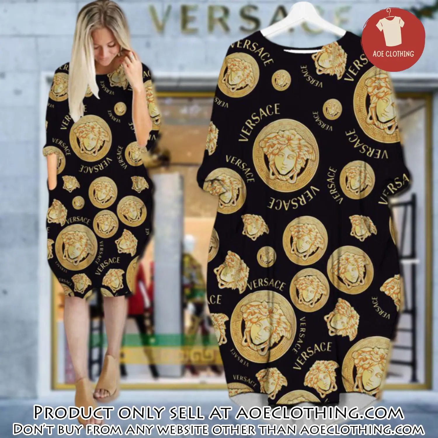 Gianni versace black batwing pocket dress luxury brand for women pd064 aoe1837131